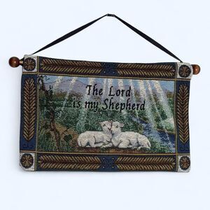 The Lord is My Shepherd Psalm 23 cotton woven tapestry needlepoint wall hanging